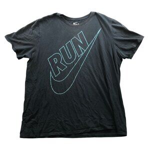Nike Mens T-Shirt Size XL Shotr Sleeve Black Run Graphic Tee Athletic Fit Casual